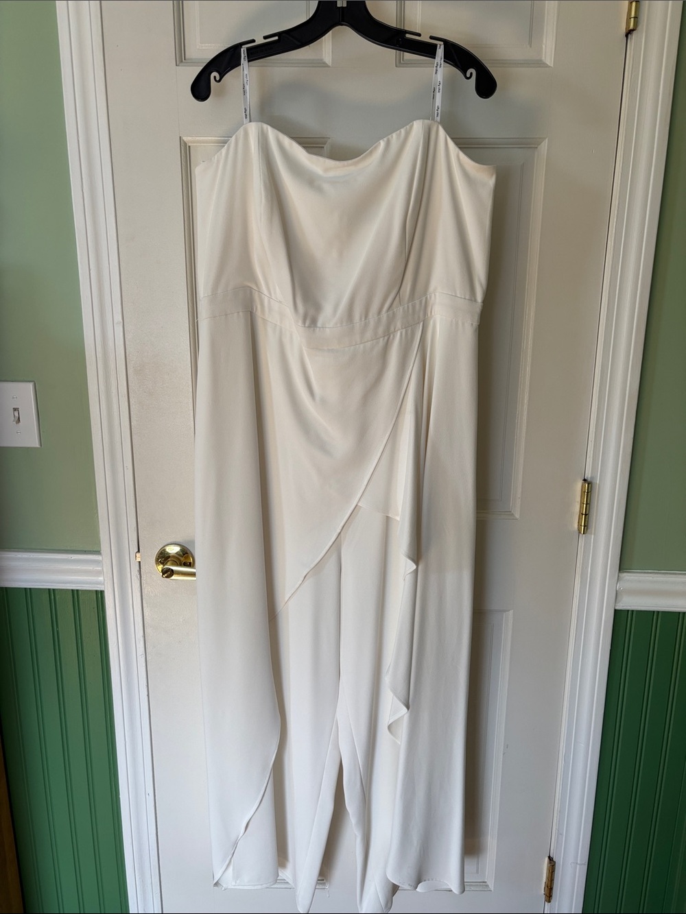 City Chic Attract Cream Strapless Draped Jumpsuit